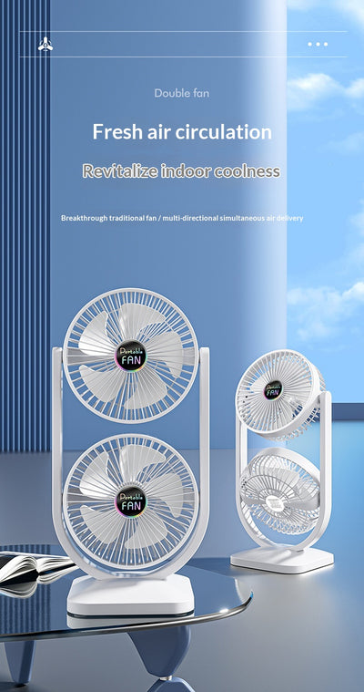 Ventilador Eléctrico Doble Capa USB Recargable de Dos Cabezales - Image 23
