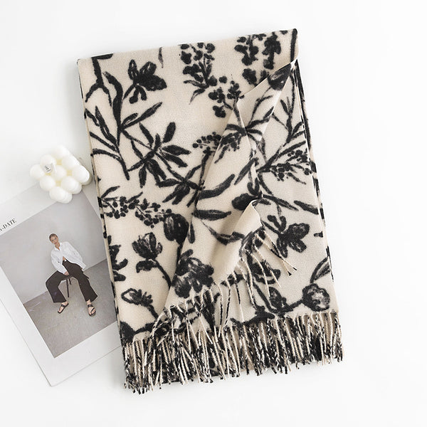 Bufanda de Cashmere Artificial Estilo Dulce Niña - Chal Crema Premium