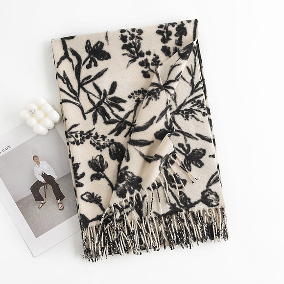 Bufanda de Cashmere Artificial Estilo Dulce Niña - Chal Crema Premium