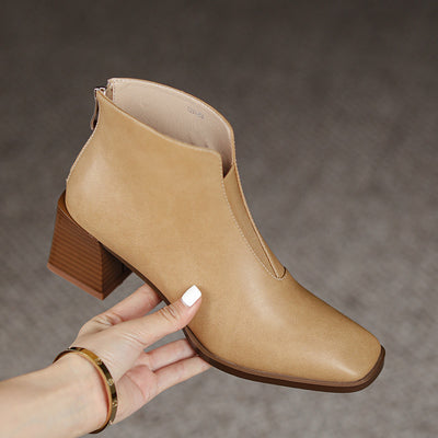 Botines Mujer Otoño Invierno Tacón Cuadrado Grueso Punta Cuadrada - Image 2