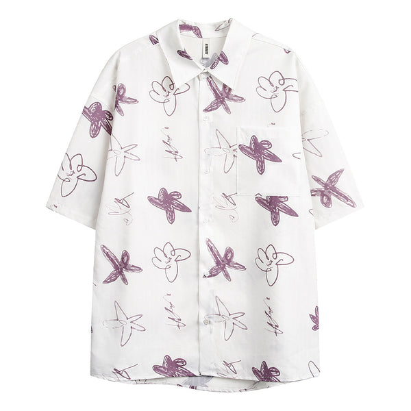 Camisa Estampada con Estrella de Cinco Puntas para Hombre