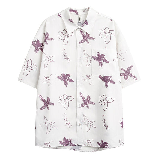Camisa Estampada con Estrella de Cinco Puntas para Hombre