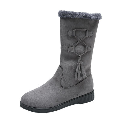 Botas Cálidas de Flecos y Terciopelo con Tacón Plano para Mujer - Image 7