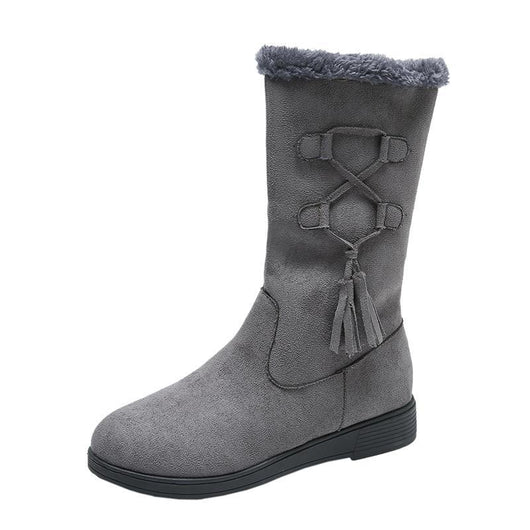 Botas Cálidas de Flecos y Terciopelo con Tacón Plano para Mujer - Image 7