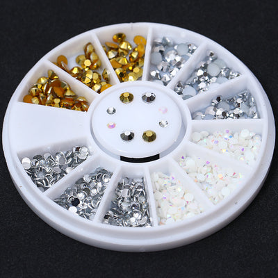 Disco de Uña con Cristales Electrochapados - Joyería de Remache Metálico Dorado y Plateado - Image 8