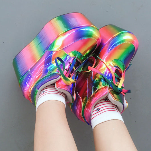 Zapatillas Casuales Arcoíris con Suela Gruesa Tipo Esponja - Image 13