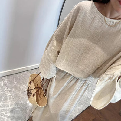 Conjunto Elegante de Blusa Suelta Blanca y Falda Larga - Image 4