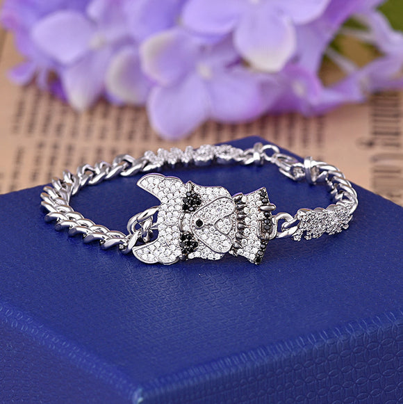Pulsera de Cristales Brillantes con Perrito Adorable