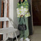 Jeans Verde Mujer Cintura Alta Pierna Ancha Retro Holgado