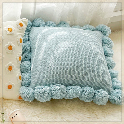 Funda de Cojín Tejido Verde Menta con Borlas - Almohada Decorativa Moderna para Sofá y Cama - Image 6
