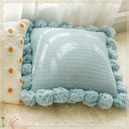 Funda de Cojín Tejido Verde Menta con Borlas - Almohada Decorativa Moderna para Sofá y Cama - Image 6