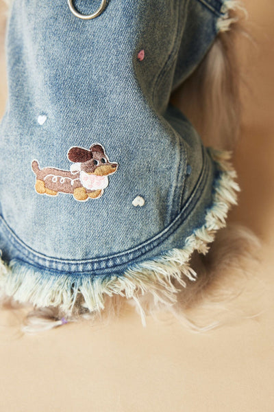 Chaleco Denim sin Mangas con Bordado Schnauzer Maltés Teddy - Image 8