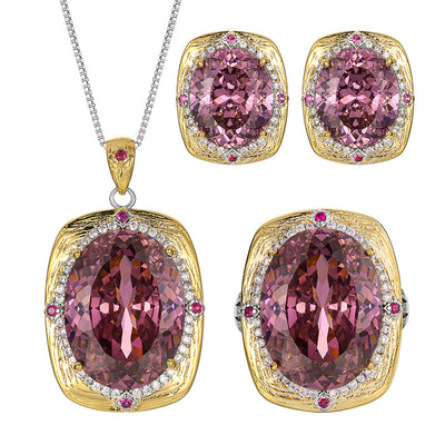 Conjunto de Joyas con Rosas Secas - Collar, Aretes y Anillo de Lujo - Image 5