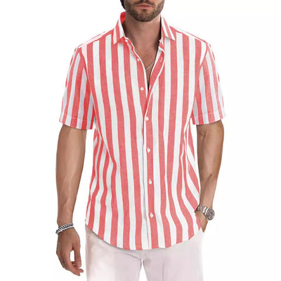 Camisa de Playa Hombre Rayas Tejidas - Estilo Casual Europeo Verano - Image 4