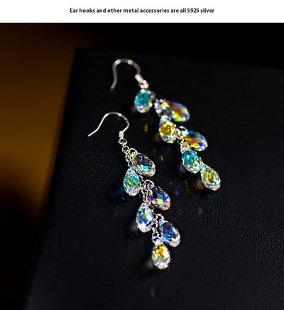 Aretes de Cristal con Aguja de Plata - Cortina de Cuentas Brillante - Image 11