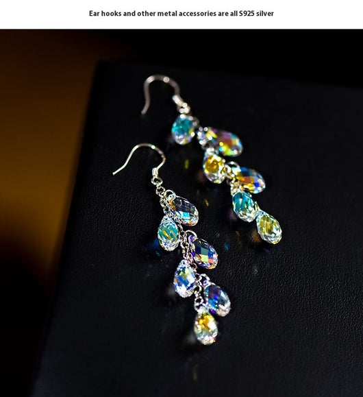 Aretes de Cristal con Aguja de Plata - Cortina de Cuentas Brillante - Image 11