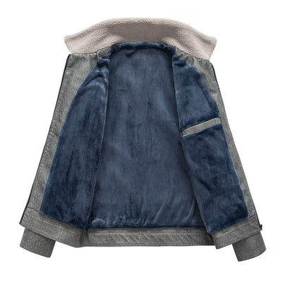 Chaqueta de Cuero para Hombre con Forro de Terciopelo Engrosado - Image 8