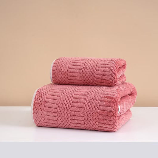 Juego de Toallas de Velvet Coral con Rayas Anchas y Oscuras - Image 48