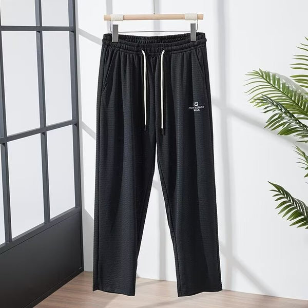 Pantalones Casuales Hombre Transpirables Seda de Hielo Cintura Elástica