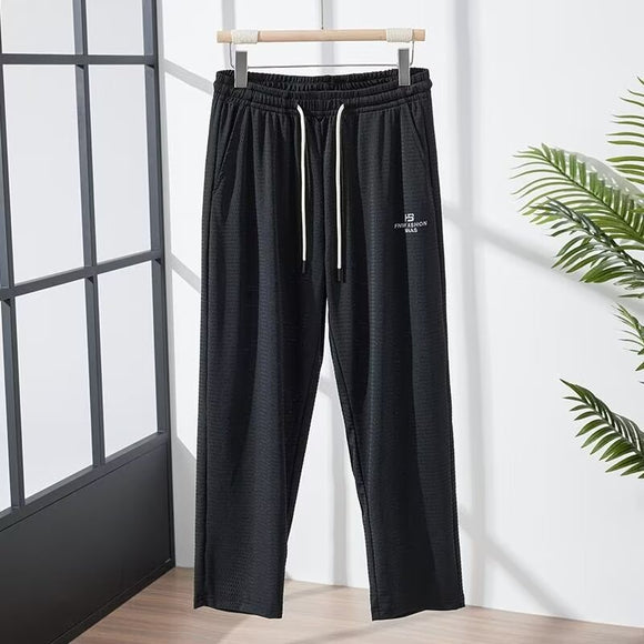 Pantalones Casuales Hombre Transpirables Seda de Hielo Cintura Elástica