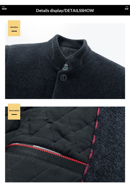 Abrigo Casual de Lana Chenilla con Cuello Alto para Hombre - Image 15