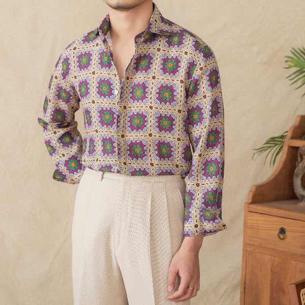 Cardigan Estampado de Manga Larga para Hombre