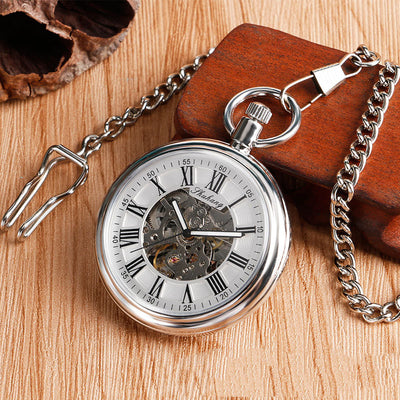 Reloj de Bolsillo Mecánico Automático con Carátula Abierta Estilo Romano - Image 8