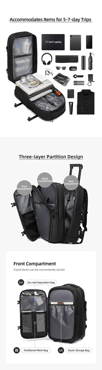 Mochila Trolley Expandible de Gran Capacidad para Viajes de Negocios - Image 7