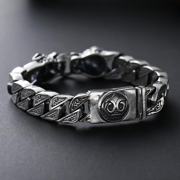 Pulsera de Plata Esterlina 925 Cabeza de Leopardo para Hombre Estilo Retro Grueso