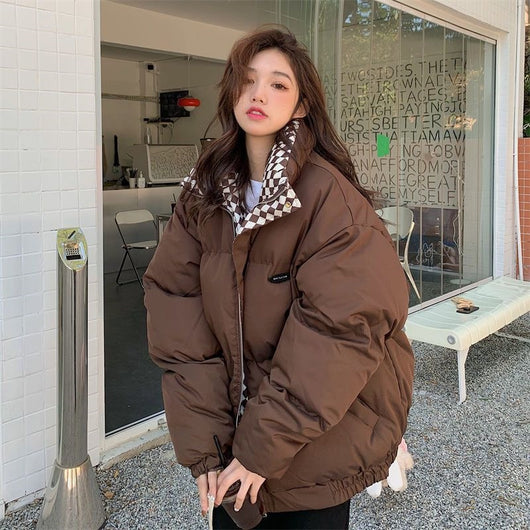 Abrigo Acolchado Cuadros Retro para Mujer - Estilo Clásico Invierno - Image 12
