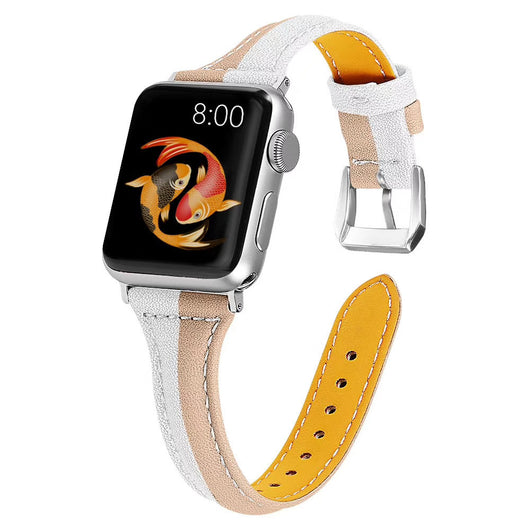Correa de Reloj Bicolor de Cuero con Diseño T para Apple Watch 5ª, 6ª Generación y SE - Image 8