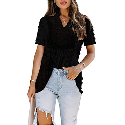Blusa de Chifón Estampado con Encaje Jacquard - Estilo Verano para Mujer - Image 8
