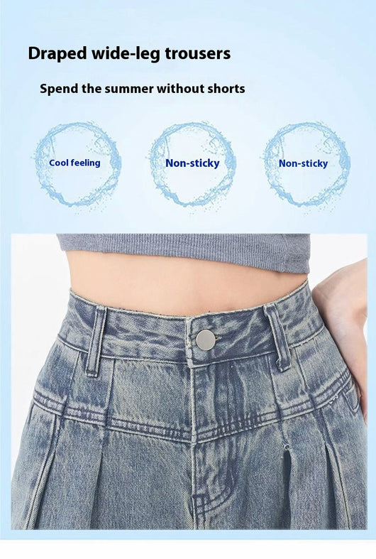 Jeans Rectos Anchos con Pliegues Elegantes de Corte Suelto para Mujer - Image 14