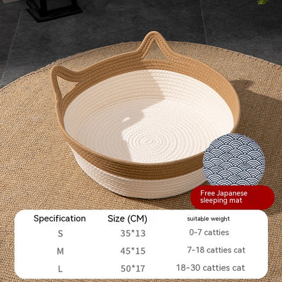 Cama Tejida para Gatos - Nido de Ratán y Lino Transpirable Cuatro Estaciones - Image 15