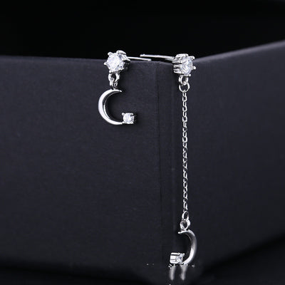 Aretes de Plata 925 Asimétricos Estrella y Luna - Image 8