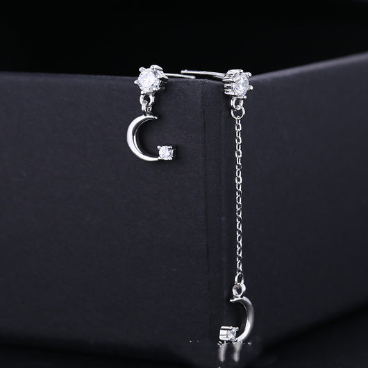 Aretes de Plata 925 Asimétricos Estrella y Luna - Image 8