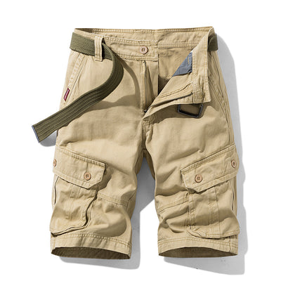 Pantalones Cortos Cargo Multibolsillos de Color Liso para Hombre - Image 5