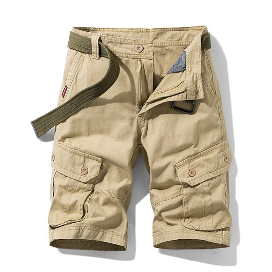 Pantalones Cortos Cargo Multibolsillos de Color Liso para Hombre - Image 5