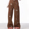 High-Waisted Wide-Leg Jeans with Vintage Bow Embroidery