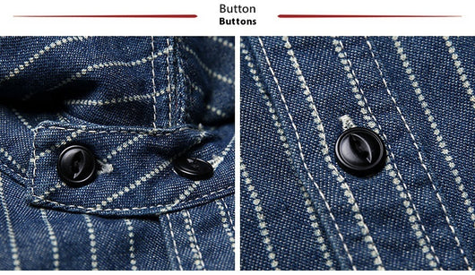 Camisa Vintage de Manga Larga a Rayas con Detalles de Trabajo para Hombre - Image 10