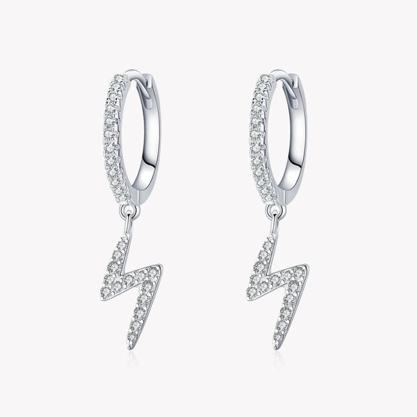Aretes de Plata 925 Diseño Geométrico Rayo - Image 3