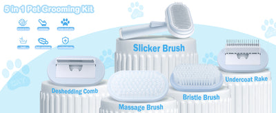 Kit Completo de Aseo para Mascotas 5 en 1 - Cepillo Deslizante, Rastrillo y Peine Autolimpiable - Image 7