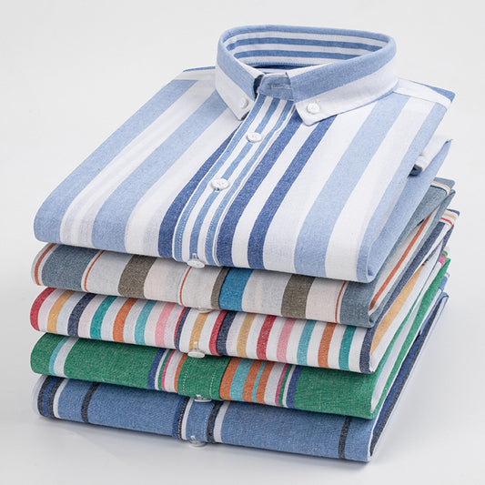 Camisa Casual de Cuello Cuadrado con Rayas para Hombre