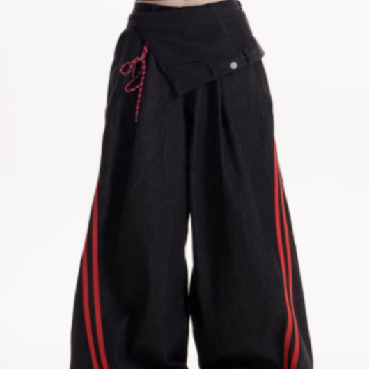 Pantalones Casuales Retro Americano a Rayas con Toque Picante - Image 4