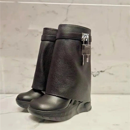 Botas Oversized de Felpa para Mujer - Largo Medio