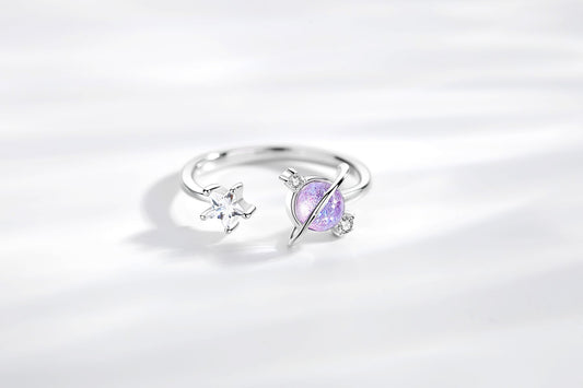 Anillo de Plata Esterlina Planeta Amor para Parejas - Image 2