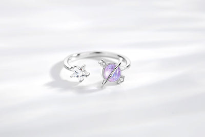 Anillo de Plata Esterlina Planeta Amor para Parejas - Image 2