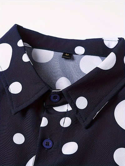 Camisa Casual de Manga Larga con Estampado de Lunares para Adolescentes y Hombres - Image 5