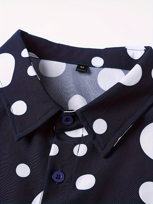 Camisa Casual de Manga Larga con Estampado de Lunares para Adolescentes y Hombres - Image 5