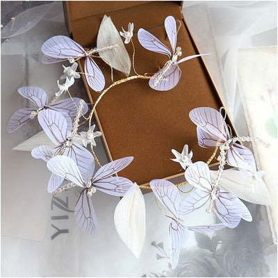 Tiara Floral Novia con Alas Hada y Aretes - Juego Completo de Accesorios - Image 10